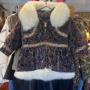 Elegant child’s Alaskan Kuspuk with Arctic Fox  Fur Trim